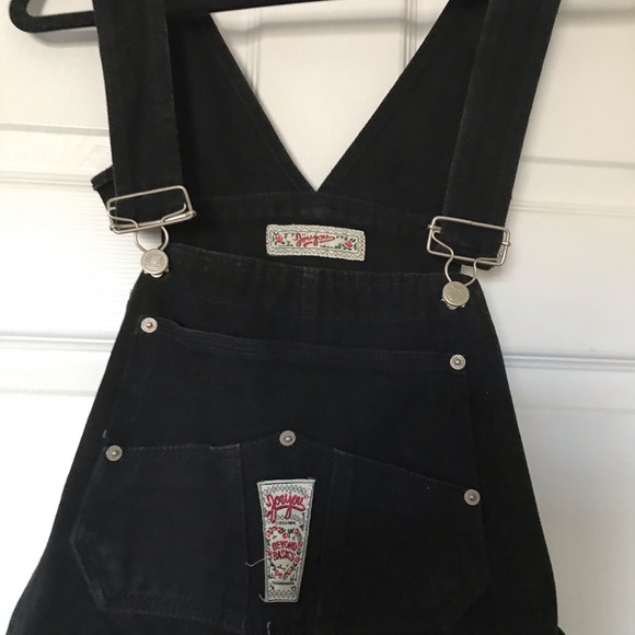 COPY - Black Short Overalls Vintage 1980s Jou Jou - Picture 4 of 5